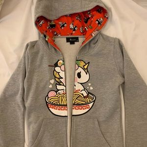 Tokidoki Ramen Unicorno Grey Zipped Hoodie - Small